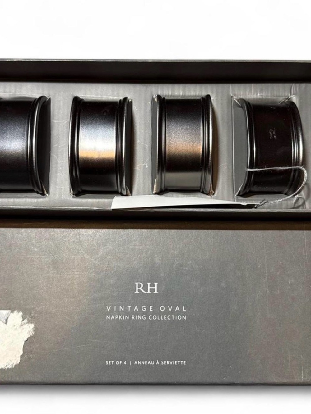 Restoration Hardware Vintage Oval Napkin Rings in Black - Set of 4